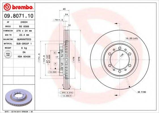 Тормозной диск BRECO BS 8388