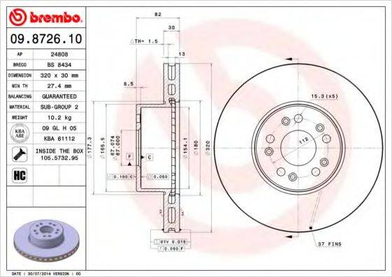 BRECO BS8434 Тормозной диск