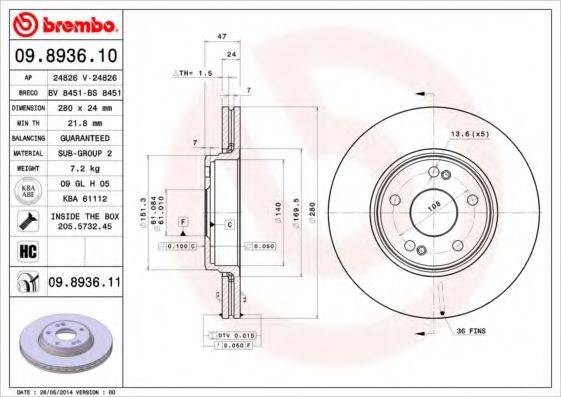 BRECO BS8451 Тормозной диск