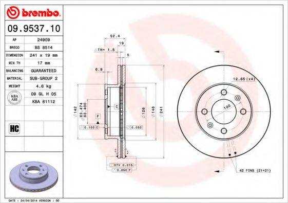 Тормозной диск BRECO BS 8514
