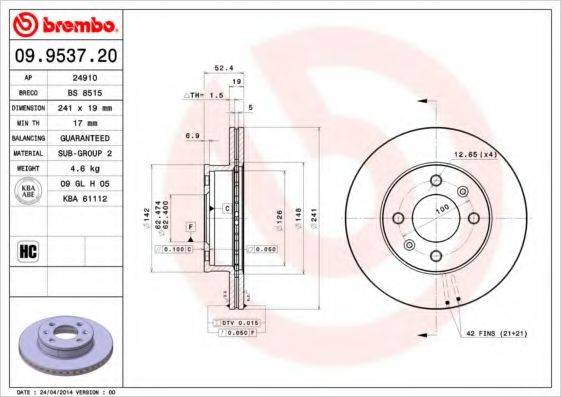 Тормозной диск BRECO BS 8515