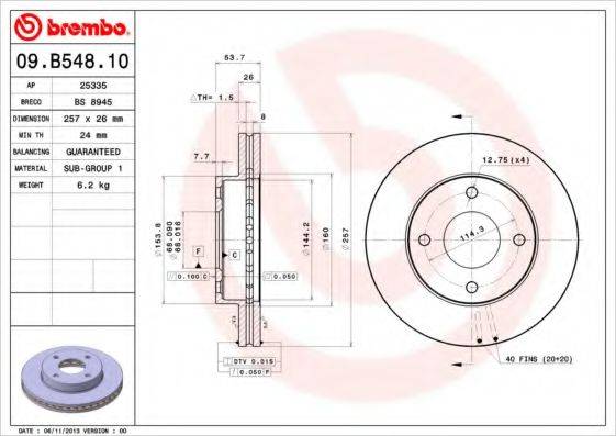 BRECO BS8945 Тормозной диск
