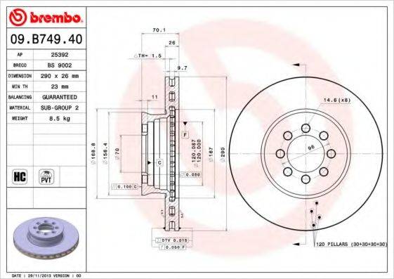 Тормозной диск BRECO BS 9002