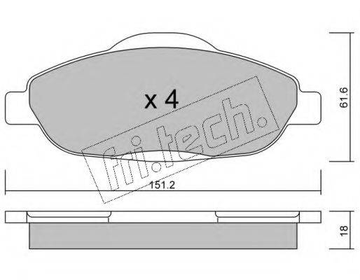 Комплект гальмівних колодок, дискове гальмо FRI.TECH. 820.0
