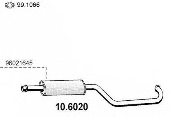 Средний глушитель выхлопных газов ASSO 10.6020