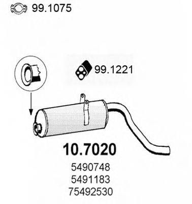 Глушитель выхлопных газов конечный ASSO 10.7020
