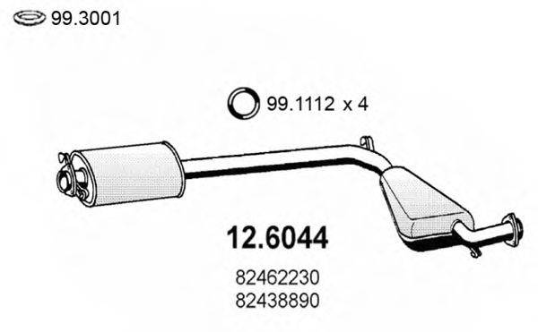 ASSO 126044 Средний глушитель выхлопных газов