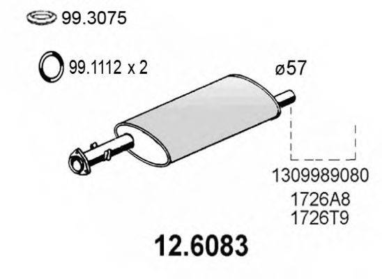 ASSO 126083 Средний глушитель выхлопных газов