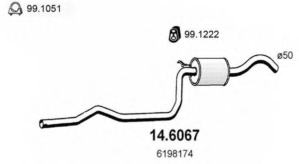 Средний глушитель выхлопных газов ASSO 14.6067