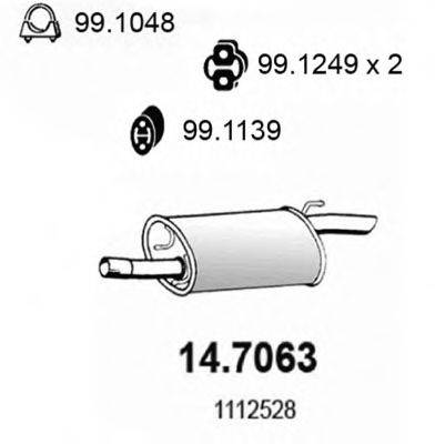 Глушитель выхлопных газов конечный ASSO 14.7063