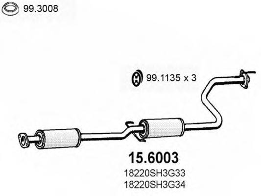ASSO 156003 Средний глушитель выхлопных газов