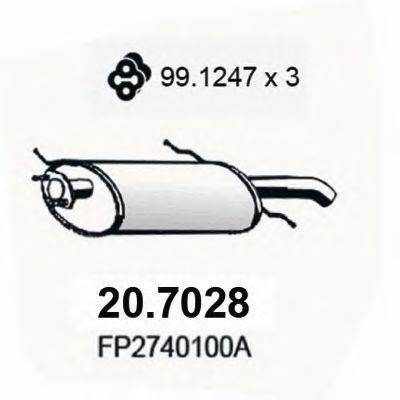 Глушитель выхлопных газов конечный ASSO 20.7028