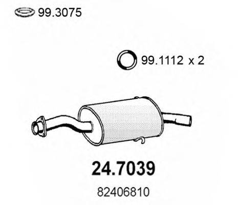 Глушитель выхлопных газов конечный ASSO 24.7039