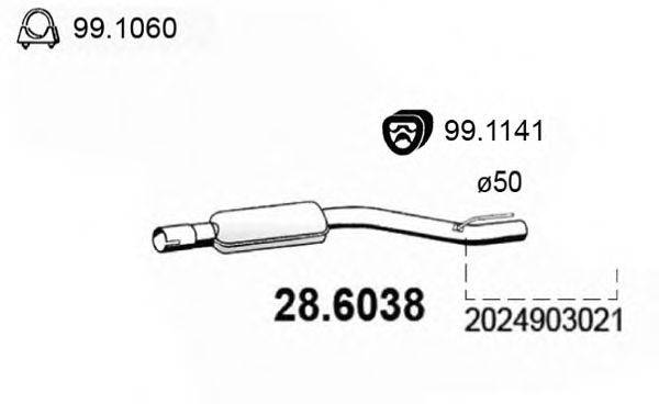 Средний глушитель выхлопных газов ASSO 28.6038