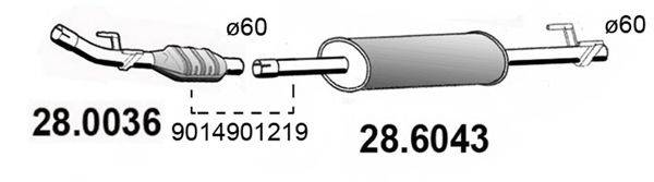 ASSO 286043 Средний глушитель выхлопных газов