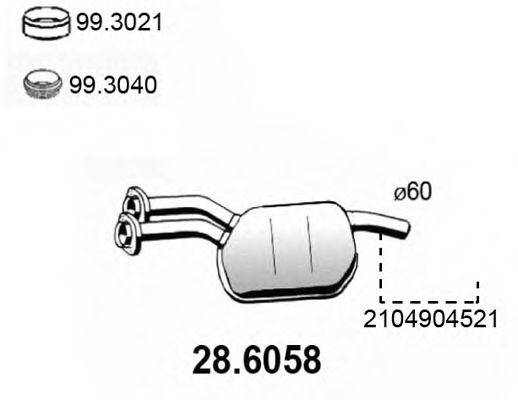Средний глушитель выхлопных газов ASSO 28.6058