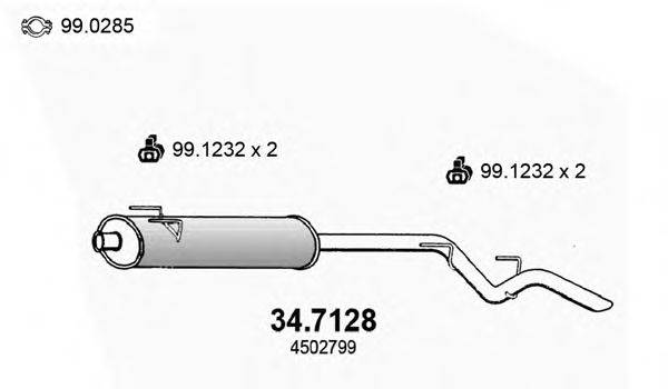 Глушник вихлопних газів кінцевий ASSO 34.7128