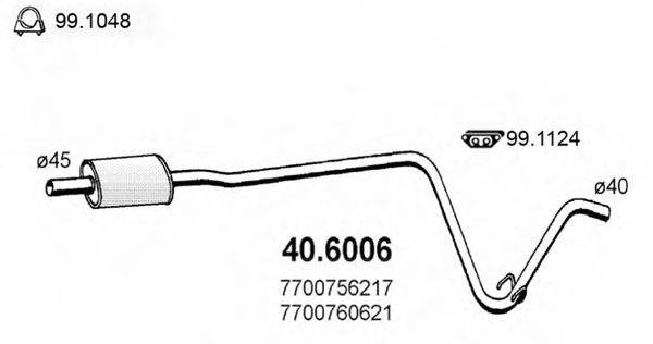 ASSO 406006 Средний глушитель выхлопных газов