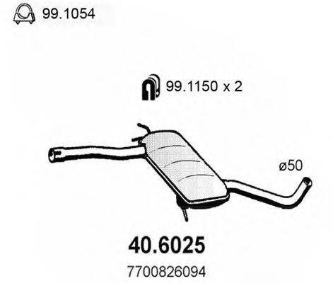 ASSO 406025 Средний глушитель выхлопных газов
