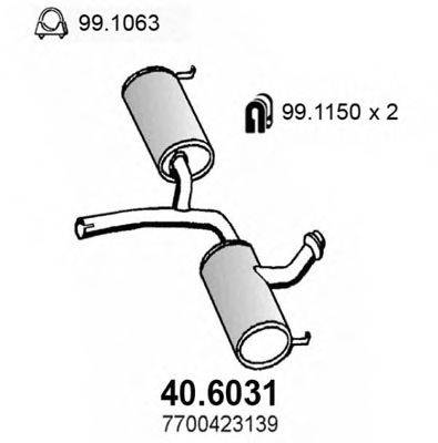 ASSO 406031 Средний глушитель выхлопных газов