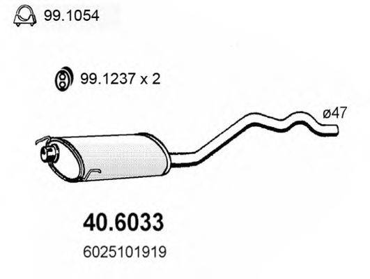 ASSO 406033 Средний глушитель выхлопных газов
