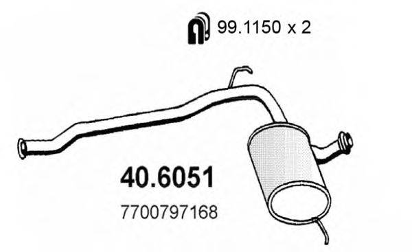 ASSO 406051 Средний глушитель выхлопных газов