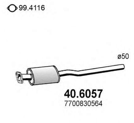 ASSO 406057 Средний глушитель выхлопных газов