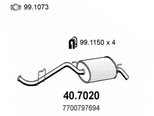 ASSO 407020 Глушник вихлопних газів кінцевий