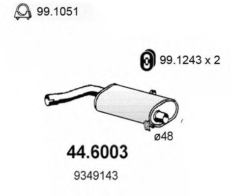 ASSO 446003 Средний глушитель выхлопных газов