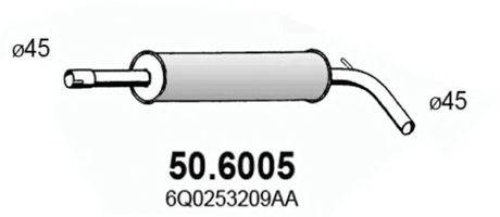 ASSO 506005 Средний глушитель выхлопных газов