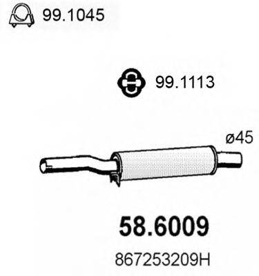 ASSO 586009 Средний глушитель выхлопных газов