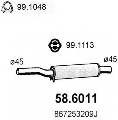 ASSO 586011 Средний глушитель выхлопных газов