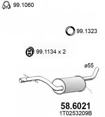 Средний глушитель выхлопных газов ASSO 58.6021