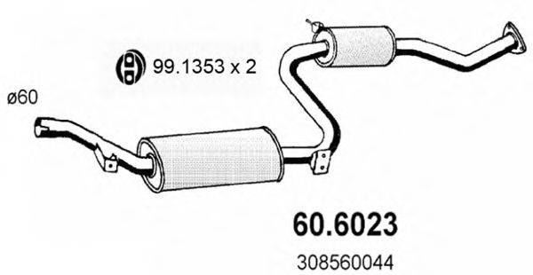 ASSO 606023 Средний глушитель выхлопных газов