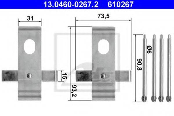 ATE 13046002672 Комплектующие, колодки дискового тормоза
