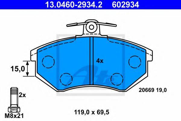 ATE 13046029342 Комплект тормозных колодок, дисковый тормоз