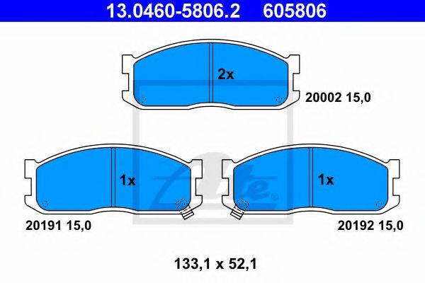 Комплект гальмівних колодок, дискове гальмо ATE 13.0460-5806.2