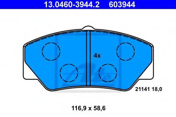 Комплект гальмівних колодок, дискове гальмо ATE 13.0460-3944.2