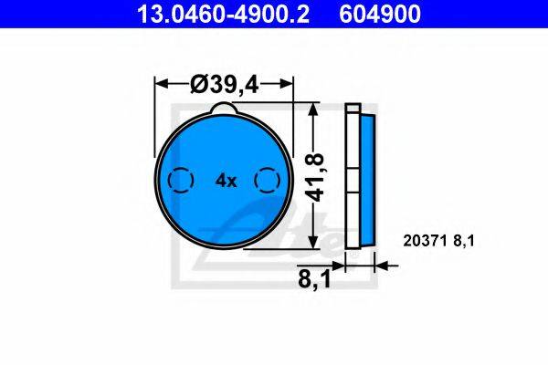 Комплект тормозных колодок, дисковый тормоз ATE 13.0460-4900.2