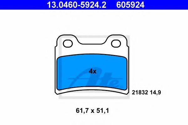 Комплект тормозных колодок, дисковый тормоз ATE 13.0460-5924.2