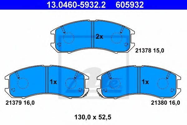 Комплект гальмівних колодок, дискове гальмо ATE 13.0460-5932.2