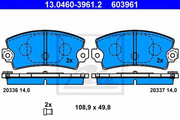 Комплект тормозных колодок, дисковый тормоз ATE 13.0460-3961.2
