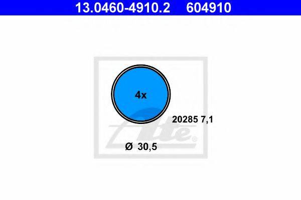 Комплект гальмівних колодок, дискове гальмо ATE 13.0460-4910.2