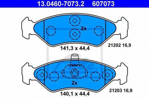 Комплект гальмівних колодок, дискове гальмо ATE 13.0460-7073.2