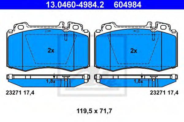 Комплект тормозных колодок, дисковый тормоз ATE 13.0460-4984.2