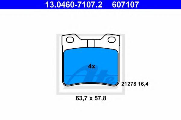 Комплект тормозных колодок, дисковый тормоз ATE 13.0460-7107.2