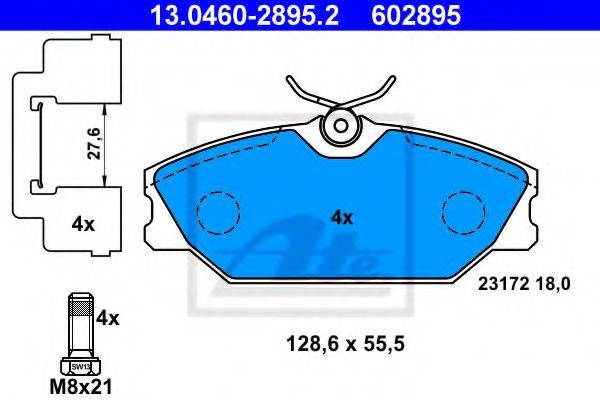 Комплект тормозных колодок, дисковый тормоз ATE 13.0460-2895.2