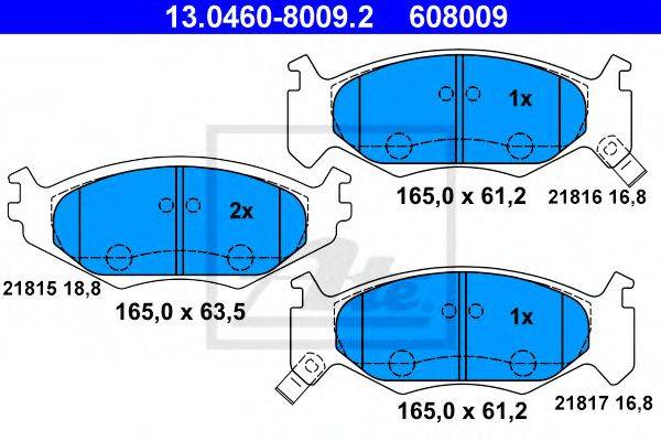 Комплект гальмівних колодок, дискове гальмо ATE 13.0460-8009.2