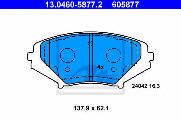 Комплект тормозных колодок, дисковый тормоз ATE 13.0460-5877.2