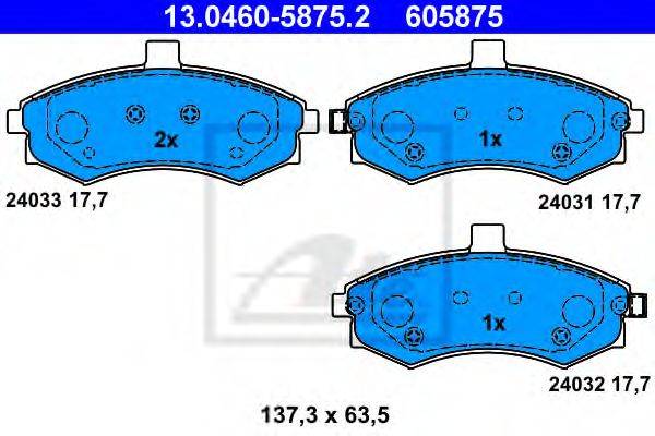 Комплект гальмівних колодок, дискове гальмо ATE 13.0460-5875.2